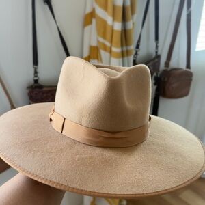 Lack Of Color Camel Wide Brim Wool Fedora
